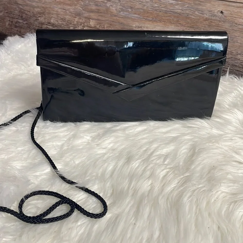 Vintage Black Patent Leather Like Shoulder Bag